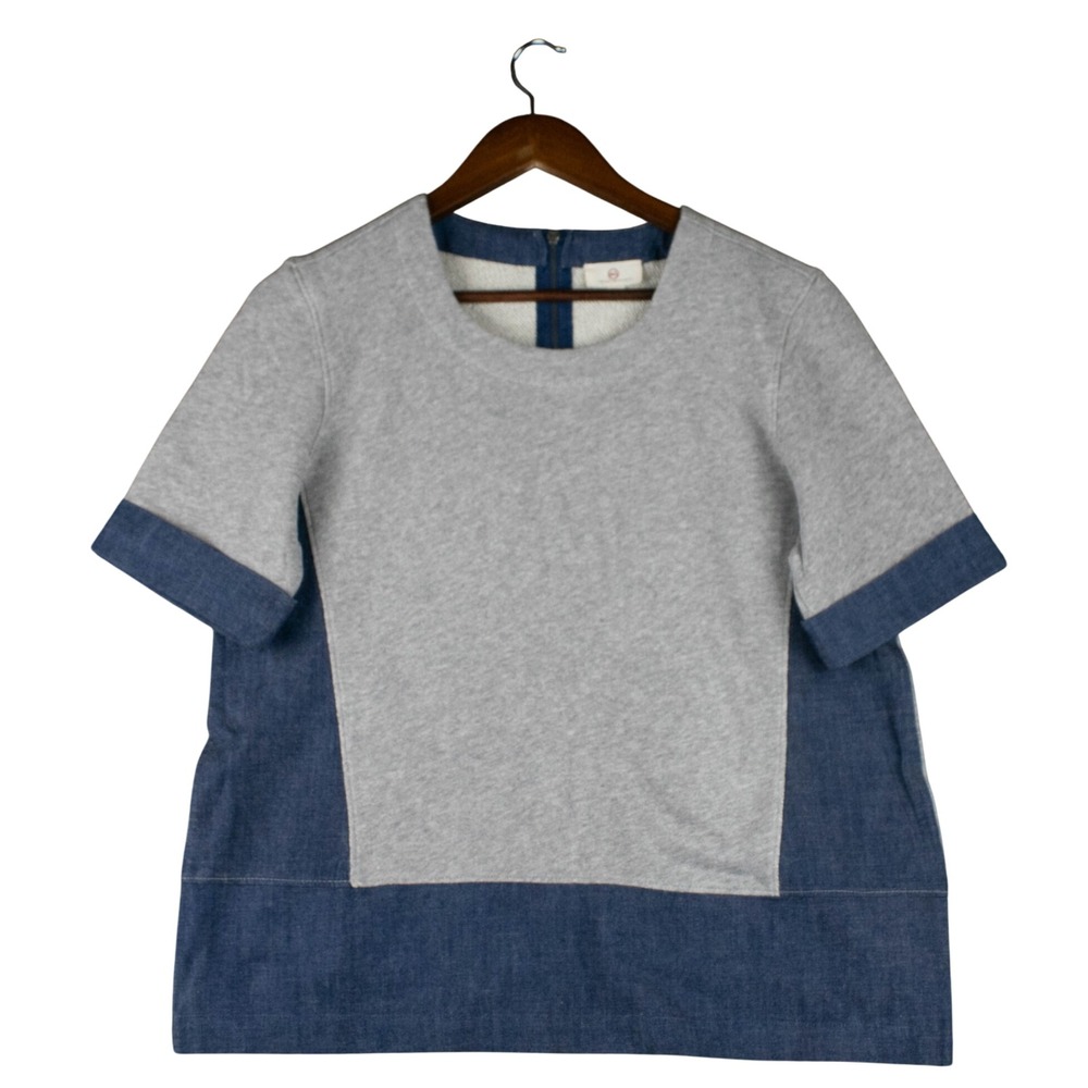 AG Adriano Goldschmied Womens M Denim Mixed Media Tunic Top Minimalist Lagenlook
